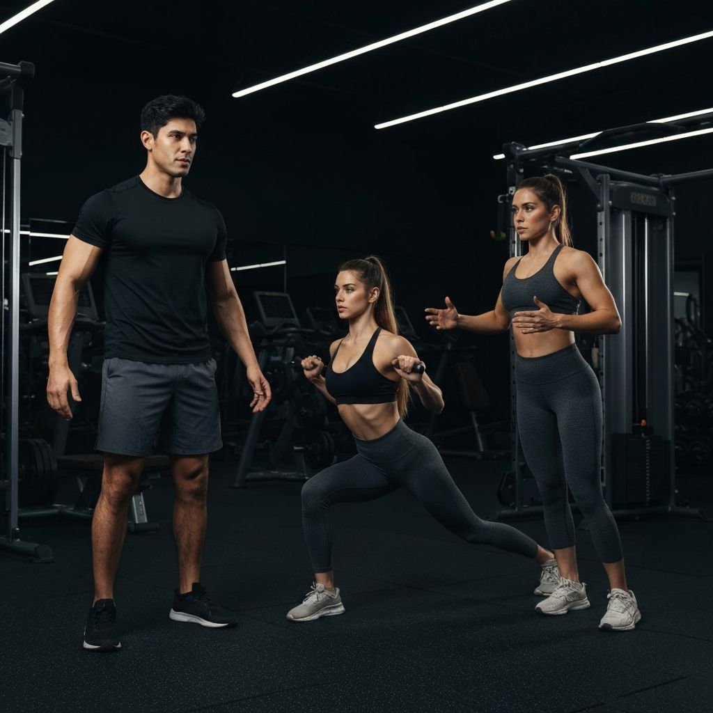 Trainer helping couple